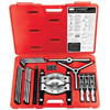 10 Ton Proto-Ease� Wide Puller Sets (Includes : Forcing Screw, Standard Detachable Tip, 2 Way Crossarm, 3 Way Crossarm, Adjustable Jawblock Assembly, Dual Reach Jaws, Cap Screw Jaw, Long Narrow Jaw, Jaw Spring Clip, Bearing Separator, Molded Plastic Case)