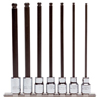 7 Piece Ball Style Extra Long Hex Bit Sets (Drive Size : 3/8 in, Tip Size : 1/8 in, 5/32 in, 3/16 in, 7/32 in, 1/4 in, 5/16 in, 3/8 in, Includes : Socket Bar, Socket Clips)