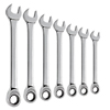 7 Piece High Access Ratcheting Wrench Sets (Opening Size : 3/8 in, 7/16 in, 1/2 in, 9/16 in, 5/8 in, 11/16 in, 3/4 in, Opening Type : Open/Box, Finish : Full Polish)