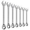 7 Piece High Access Ratcheting Wrench Sets (Opening Size : 10 mm, 12 mm, 13 mm, 14 mm, 15 mm, 16 mm, 18 mm, Opening Type : Open/Box, Finish : Full Polish)