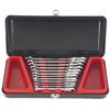 12 Piece Locking Flex-Head Geared Wrench Sets (Opening Size : 8 mm, 9 mm, 10 mm, 11 mm, 12 mm, 13 mm, 14 mm, 15 mm, 16 mm, 17 mm, 18 mm, 19 mm, 8 mm [Min], 19 mm [Max], Opening Type : Open/Box, Includes : Sturdy Metal Case, w/Parts Storage Trays)