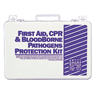 36 Unit Steel First Aid Kits (Includes : Adhesive Strips 1 x 3 in, Fabric X-Large Adhesive Strips, Fabric Knuckle Bandages, Fabric Fingertip Bandages, Hema-Flex X-Lg. Bandage Compress w/Gloves, Gauze Pads, 3 in, Sterile Triangular Bandage, Eye Flush (1 oz.), Pads, Strips, Ad, Length : 9 1/2 in, Width : 13 1/2 in)