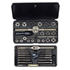 41-Piece Fractional/Metric Tap & Die Super Sets (Die Type : Hexagon, Tap Type : Plug, Includes : (3) Machine Screw 6 - 32 NC thru 10 - 24 NC, (6) Fractional 1/4 in - 20 NC thru 1/8 in - 27 NPT, (8) Metric 4 mm - 0.75 thru 12 mm - 1.75, Taps, Dies, Tap Wrenches, T-Handle Wrench, Pitch Gauge/s, Plastic Case)