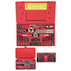66-Piece Machine Screwith Fractional Sizes Tap & Die Combination Sets (Die Type : Adjustable Round, Hexagon, Tap Type : Plug, Includes : (6) Machine Screw 4 - 40 NC thru 12 - 24 NC, (20) Fractional 1/4 in - 20 NC thru 1 in - 12 NS, (16) Fractional 1/4 in - 20 NC thru 3/4 in - 16 NF, Taps, Dies, Tap Wrenches, T-Handle Wrenches, Pitch Gauge/s, Screwdriver, Sets 99000 24)