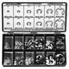 E Clip Assortments (Includes : (30) 1/8 in, (20) 5/32 in, (30) 3/16 in, (20) 7/32 in, (30) 1/4 in, (30) 5/16 in, (30) 3/8 in, (25) 7/16 in, (20) 1/2 in, (15) 5/8 in., (10) 3/4 in, (5) 7/8 in, Plastic Box, Material : Carbon Steel, Mounting : External-Radial)