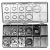 Retaining Ring Assortments (Includes : (20) 1/2 in, (20) 9/16 in, (20) 19/32 in, (20) 5/8 in, (15) 11/16 in, (15) 3/4 in, (10) 7/8 in., (10) 1 in, (10) 1-1/4 in, Plastic Box, Material : Spring Steel, Mounting : External-Axial)