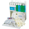 50 Person Econo First Aid Kits (Includes : (1) Triangular Bandage, (2) Cold Packs, (10) Non-Adherent Pads 2 x 3 in., (4) Ammonia Inhalants, (10) PVP Iodine Wipes, (100) 3/4 x 3 in. Plastic Strips, (6) Gauze Bandage 2 in., (1) Eye Wash 1/2 oz. w/2 Eye Pads, (10) Antiseptic Wipes, (1, Length : 10 1/2 in, Width : 10 1/2 in)