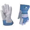Leather Palm Gloves (Size Group : Large, Material : Split Cowhide, Style : Double Palm, Wrapped Index Finger, Knuckle Strap, Pull Tab)