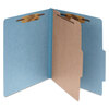 Pressboard 25 pt. Classification Folders (Letter Size, Sky Blue, 4-Section Folders)