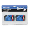 TC Series Tape Cartridges for P-Touch Labelers (1/2 Wide, Red on White, Two Cartridges per Pack)