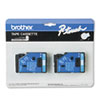 TC Series Tape Cartridges for P-Touch Labelers (1/2 Wide, Blue on White, Two Cartridges per Pack)