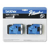 TC Series Tape Cartridges for P-Touch Labelers (3/8 Wide, White on Black, Two Cartridges per Pack)