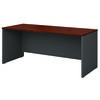 Series C Rectangular Desk, Return Bridge (Graphite Gray Frame, Hansen Cherry Finish Top, Rectangular Desk)