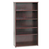 Five-Shelf Bookcase, Rich Wood Veneer (Mahogany Finish)