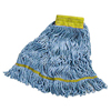 Premium Small Blue Yarn Mop Heads with Yellow Band (Size : Small, Color : Blue, Quantity : 12 per case)