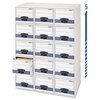 SUPER STOR/DRAWER� STEEL PLUS� Recycled Storage Drawers Stacking System (White/Blue, 9-1/4 x 4-3/8 x 23-1/2, Check Size)