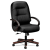 2190 Pillow-Soft� Wood Series Leather Executive High Back Swivel/Tilt Chair