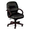 2190 Pillow-Soft� Wood Series Leather Managerial Mid Back Swivel/Tilt Chair