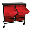 Metal Storage Organizer with Trays (Color : Red Trays, Color : Black Steel Frame, Size : 44-3/4 w x 34-1/4 h x 19-1/4 d)