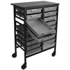 Metal Storage Organizer with Trays (Color : Gray Trays, Color : Black Steel Frame, Size : 31 W x 44-1/4 H x 19-1/4 D)