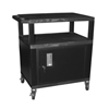 Tuffy Cart with Cabinet (Extras : Includes 3 Outlet Electric Bar, Leg Color : Black, Size : 18 D x 24 W x 34 H)