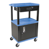 Multipurpose Utility Cart with Cabinet & Drawer (Color : Blue and Black, Size : 18 L x 24 W x 42.5 H, Material :Thermoplastic Shelves, Steel Cabinet, Steel Drawer, Plastic Legs)