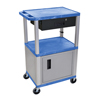 Multipurpose Utility Cart with Cabinet & Drawer (Color : Blue and Nickel, Size : 18 L x 24 W x 42.5 H, Material :Thermoplastic Shelves, Steel Cabinet, Steel Drawer, Plastic Legs)