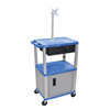Multipurpose Utility Cart with Cabinet, Monitor Mount & Drawer (Color : Blue and Nickel, Size : 18 L x 24 W x 42.5 H, Material :Thermoplastic Shelves, Steel Cabinet, Steel Drawer, Plastic Legs)