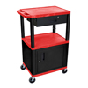 Multipurpose Utility Cart with Cabinet & Drawer (Color : Red and Black, Size : 18 L x 24 W x 42.5 H, Material :Thermoplastic Shelves, Steel Cabinet, Steel Drawer, Plastic Legs)
