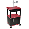 Multipurpose Utility Cart with Cabinet, Monitor Mount & Drawer (Color : Red and Black, Size : 18 L x 24 W x 42.5 H, Material :Thermoplastic Shelves, Steel Cabinet, Steel Drawer, Plastic Legs)