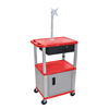 Multipurpose Utility Cart with Cabinet, Monitor Mount & Drawer (Color : Red and Nickel, Size : 18 L x 24 W x 42.5 H, Material :Thermoplastic Shelves, Steel Cabinet, Steel Drawer, Plastic Legs)