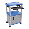 Presentation Cart with Cabinet & Pull Out Tray (Color : Blue and Nickel, Size : 18 L x 24 W x 42.5 H, Material :Thermoplastic Shelves, Steel Cabinet, Plastic Legs and Tray)