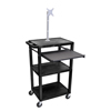 Presentation Cart with Monitor Mount & Pull Out Tray (Color : Black, Size : 18 L x 24 W x 42.5 H, Material :Thermoplastic Shelves, Steel Cabinet, Plastic Legs and Tray)
