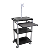 Presentation Cart with Monitor Mount & Pull Out Tray (Color : Black and Nickel, Size : 18 L x 24 W x 42.5 H, Material :Thermoplastic Shelves, Steel Cabinet, Plastic Legs and Tray)
