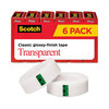 Transparent Glossy Tape in Six Roll Pack