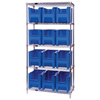Quantum Storage Systems Wire Shelving Unit with Giant Open Hopper Bins QNTWR5-600BL-EA