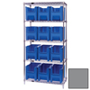 Quantum Storage Systems Wire Shelving Unit with Giant Open Hopper Bins QNTWR5-600GY-EA