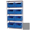 Quantum Storage Systems Wire Shelving Unit with Giant Open Hopper Bins QNTWR5-700GY-EA