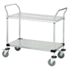 Quantum Storage Systems 1 Wire Shelf & 1 Solid Shelf Mobile Utility Cart QNT WRC-1836-2CG-EA
