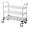 Quantum Storage Systems 2 Wire Shelf & 1 Solid Shelf Mobile Utility Cart QNTWRC-2448-3CG-EA