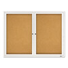 Enclosed Indoor Cork Bulletin Board with Hinged Doors Satin Finish Aluminum Fra