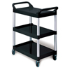 Three-Shelf Utility Cart with Brushed Aluminum Uprights