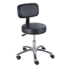 Safco� Pneumatic Lab Stool With Back (Color: Black, Material(s): Polyurethane (seat/back); Chrome Plated Aluminum Base, Size: 23 dia. x 30 1/2 to 35 1/2 h)
