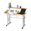Safco� Height Adjustable Split Level Workstation (Color: Medium Oak, Material(s): Woodgrain Melamine, Size: 47 1/4 w x 29 3/4 d x 26 to 37 1/4 h)