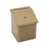 Safco� Locking Woodgrain Suggestion Box (Color: Medium Oak, Material(s): Furniture Grade Particleboard, Size: 7 3/4 w x 7 1/2 d x 9 3/4 h)