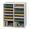 Adjustable Compartment Wood Literature Organizers (Color: Gray, Number of Compartment(s): 16, Size: 19 1/2 w x 11 3/4 d x 21 h)