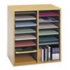 Adjustable Compartment Wood Literature Organizers (Color: Oak, Number of Compartment(s): 16, Size: 19 1/2 w x 11 3/4 d x 21 h)