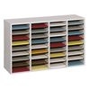 Adjustable Compartment Wood Literature Organizers (Color: Gray, Number of Compartment(s): 36, Size: 39 1/4 w x 11 3/4 d x 24 h)