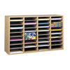 Adjustable Compartment Wood Literature Organizers (Color: Oak, Number of Compartment(s): 36, Size: 39 1/4 w x 11 3/4 d x 24 h)
