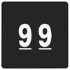 Single Digit End Tab Numerical Labels, White Numerals, Solid Color Background